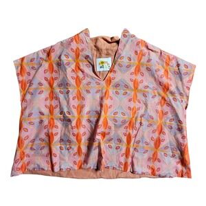 Romualda Linen Cotton Geometric Print Boxy Top S Art To Wear Coastal Resort